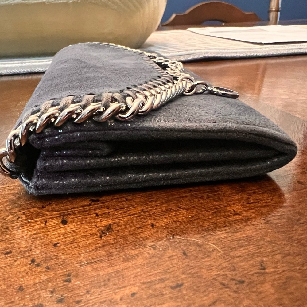 Stella McCartney Falabella Continental Wallet Clutch Navy Chain Trim Vegan - Picture 6 of 12